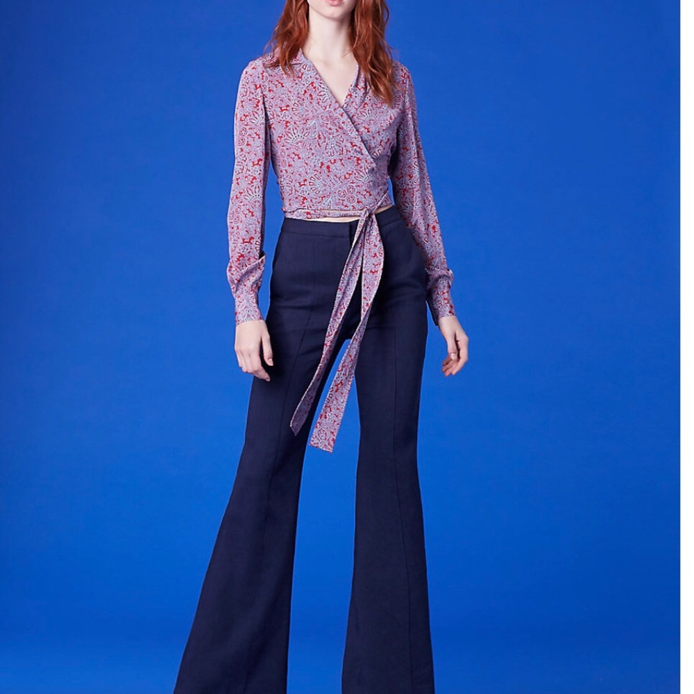 DVF pleat front wide leg pants new with tags sz6